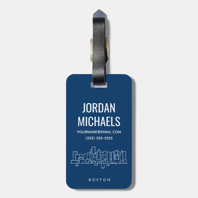 Boston Skyline Luggage Tag (Back Vertical)