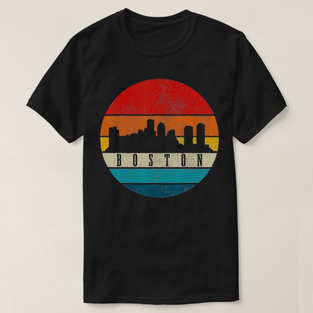 Boston Skyline Massachusetts Vintage Pride Gift  T-Shirt (Design Front)
