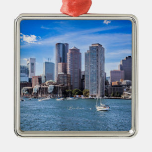 Boston Skyline Metal Ornament