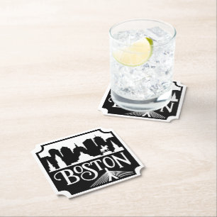 Boston Skyline Paper Coaster