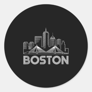Boston Skyline Retro Vintage City Lovers  Classic Round Sticker