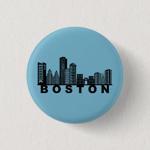 Boston Skyline Silhouette 3 Cm Round Badge