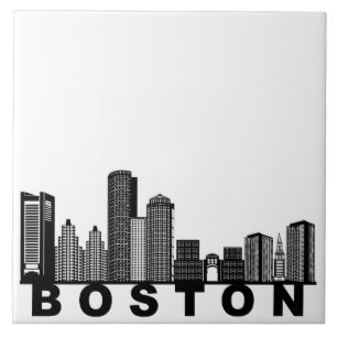Boston Skyline Silhouette  Ceramic Tile