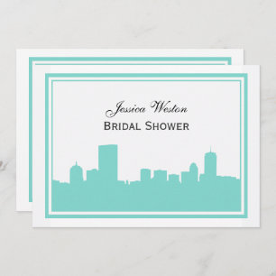 Boston Skyline Silhouette Framed H Bridal Shower Invitation