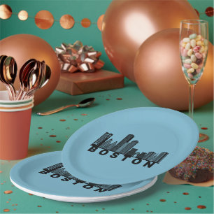 Boston Skyline Silhouette  Paper Plate