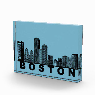 Boston Skyline Silhouette Photo Block