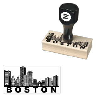 Boston Skyline Silhouette Rubber Stamp