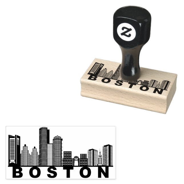 Boston Skyline Silhouette  Rubber Stamp (Stamped)