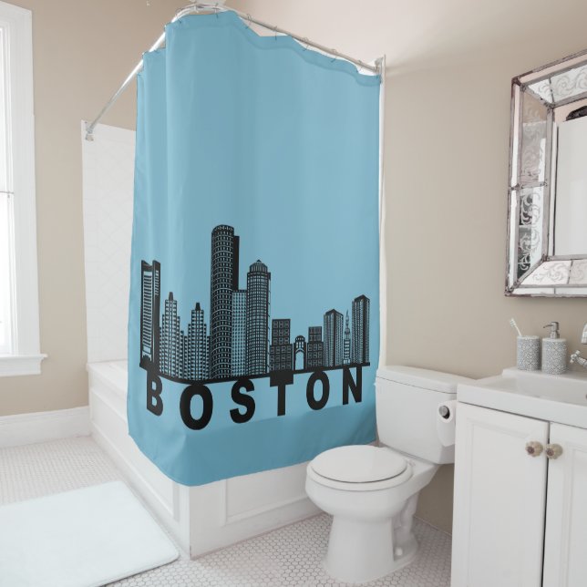 Boston Skyline Silhouette  Shower Curtain (In Situ)