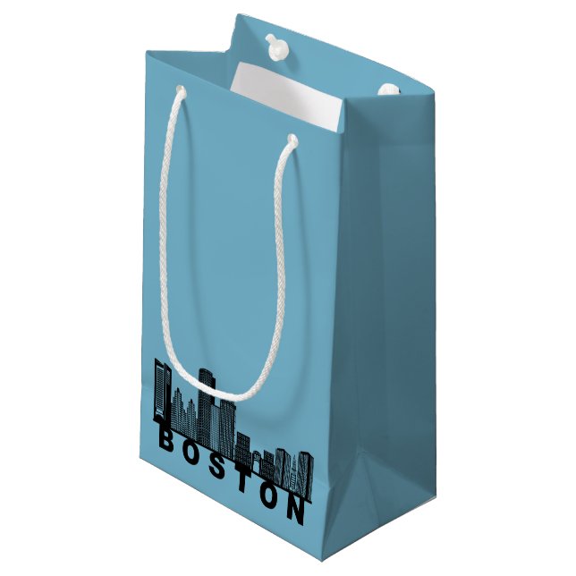 Boston Skyline Silhouette  Small Gift Bag (Front Angled)
