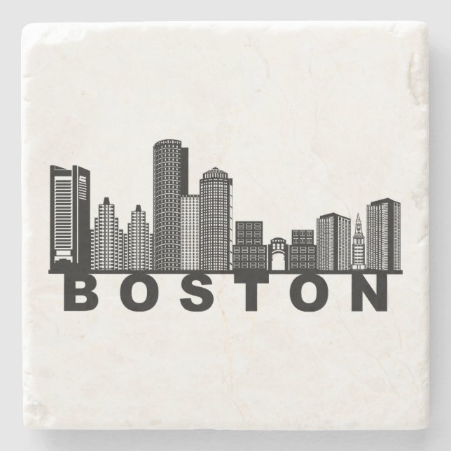 Boston Skyline Silhouette  Stone Coaster (Front)