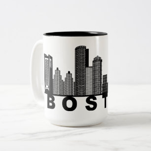 Boston Skyline Silhouette  Two-Tone Coffee Mug