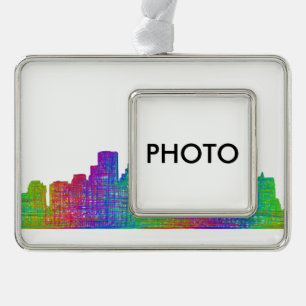 Boston skyline silver plated framed ornament