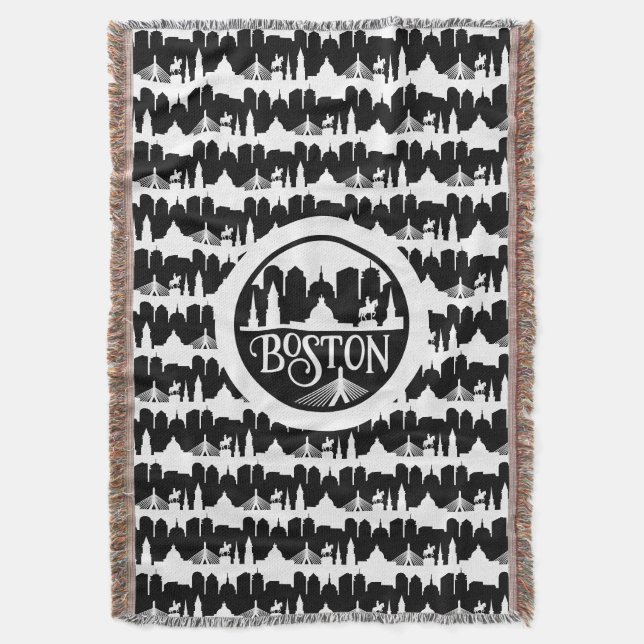 Boston Skyline Throw Blanket (Front Vertical)