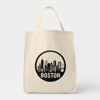 Boston Skyline Tote Bag – Classic Black and White
