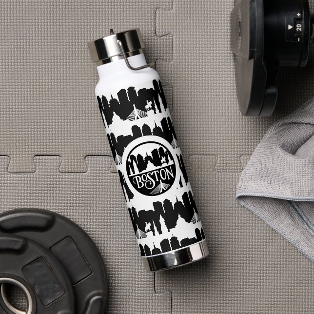 Boston Skyline Water Bottle (Gym (Rotated))
