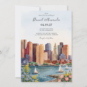 Boston Skyline Wedding Invitation