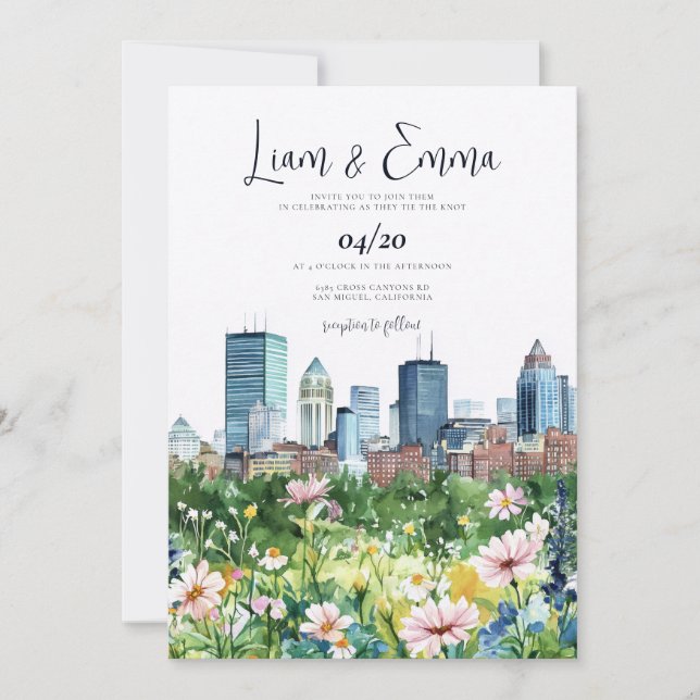 BOSTON Skyline Wedding Invitation (Front)
