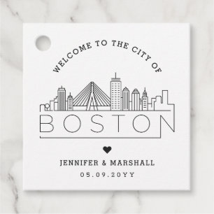 Boston Skyline Wedding Welcome Favour Favour Tags