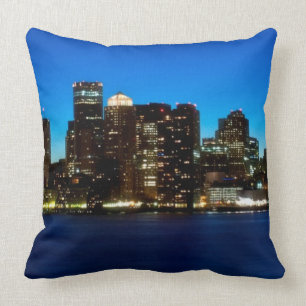 Boston skyline with moon cushion