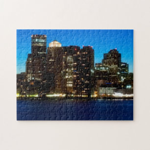 Boston skyline with moon jigsaw puzzle