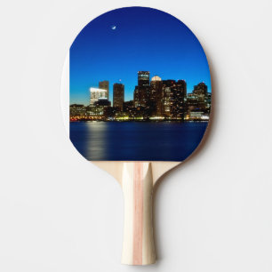 Boston skyline with moon ping pong paddle