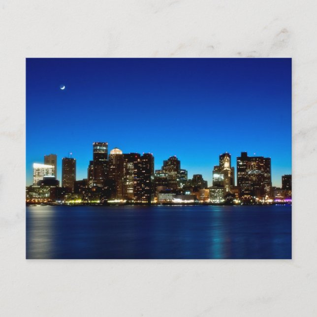 Boston skyline with moon postcard (Front)