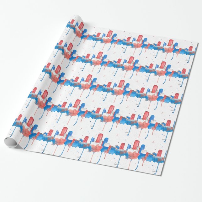 Boston Skyline Wrapping Paper (Unrolled)