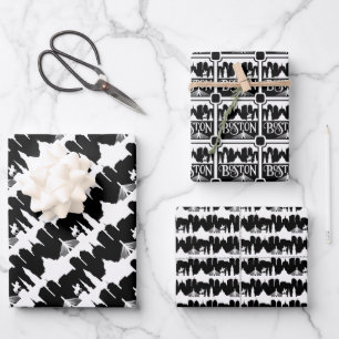 Boston Skyline Wrapping Paper Sheet