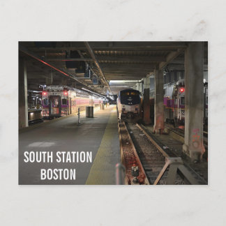 Boston South Station Train Station Postcard