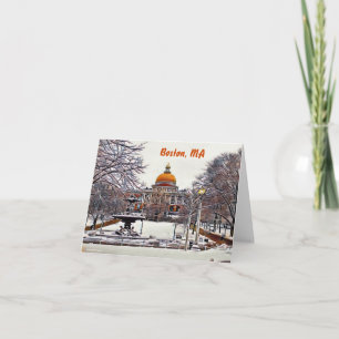 Boston State House in Winter Card