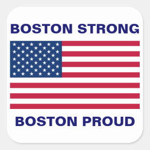 Boston Strong and Proud with Patriotic USA Flag Square Sticker