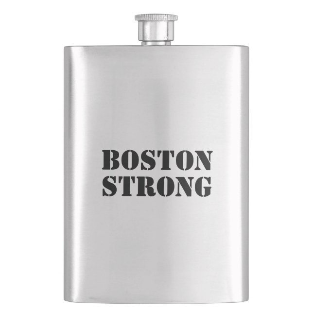 "Boston Strong" black stainless Hip Flask (Front)