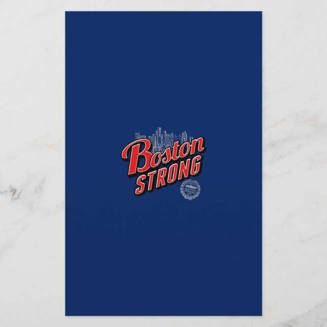 Boston Strong in red and blue decor Stationery (Front)