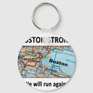 Boston Strong Map Key Ring