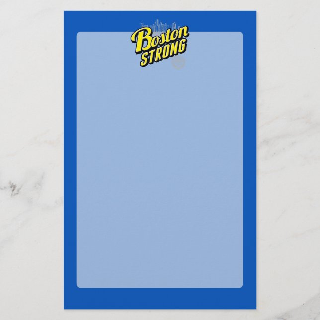 Boston Strong on a Blue Decor Stationery (Front)