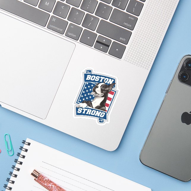BOSTON STRONG TERRIER crest style (Laptop w/ iPhone)