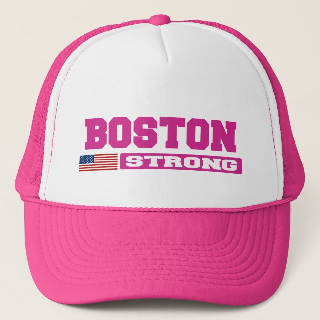 BOSTON STRONG U.S. Flag Hat (pink) (Front)