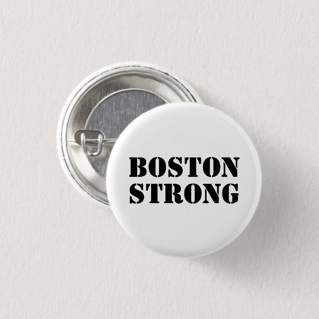 "Boston Strong" white black 3 Cm Round Badge (Front & Back)