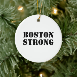 "Boston Strong" white black Ceramic Ornament