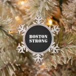 "Boston Strong" white black Snowflake Pewter Christmas Ornament<br><div class="desc">"Boston Strong" white black Snowflake Pewter Christmas Ornament</div>