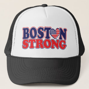 Boston Strong With Amricah Heart Trucker Hat