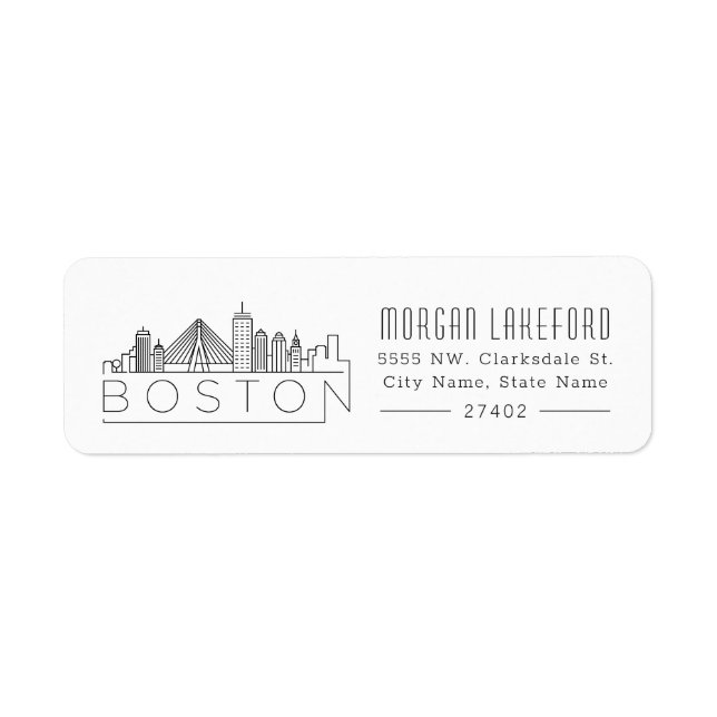 Boston Stylised Skyline | Return Address Label (Front)