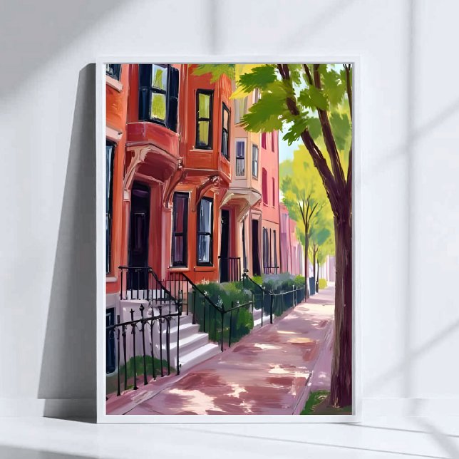 Boston Summer | Massachusetts Brownstone Houses Poster (Creator Uploaded)