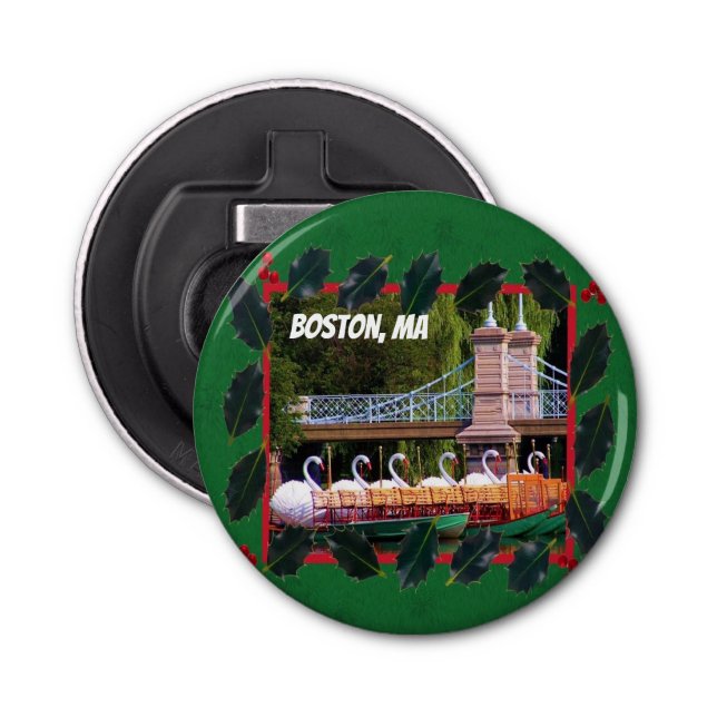 Boston Swan Boats - Happy Holidays  Bottle Opener (Front)