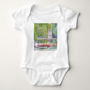 Boston Swan Boats in Pencil and Ink Filter Baby Bodysuit