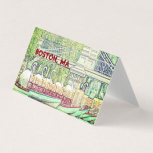 Boston Swan Boats in Pencil and Ink folded card