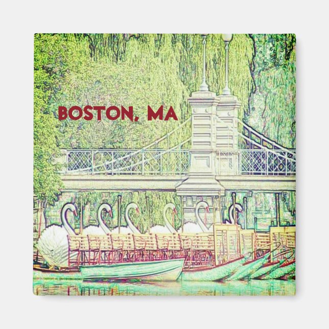 Boston Swan Boats in Pencil and Ink  Magnet (Front)
