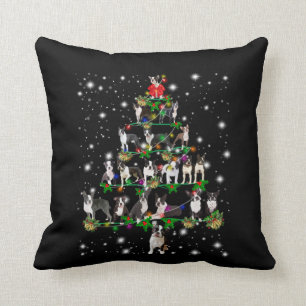 Boston Terrie Christmas Tree Covered By Flashlight Cushion