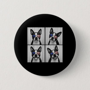 Boston Terrier 4th Of July Aamerican Flag Dog 6 Cm Round Badge